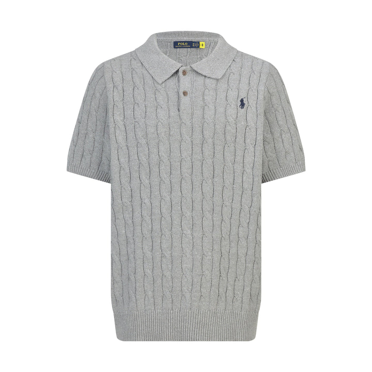 Polo Ralph Lauren Men’s Cable‑Knit Short‑Sleeve Polo Shirt With Navy Pony Embroidery
