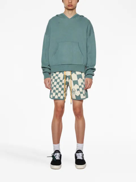 RHUDE Script logo-print knitted hoodie