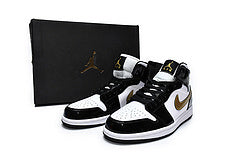Nike Air Jordan 1 Mid Patent Black White Gold Reps Sneaker  852542-007