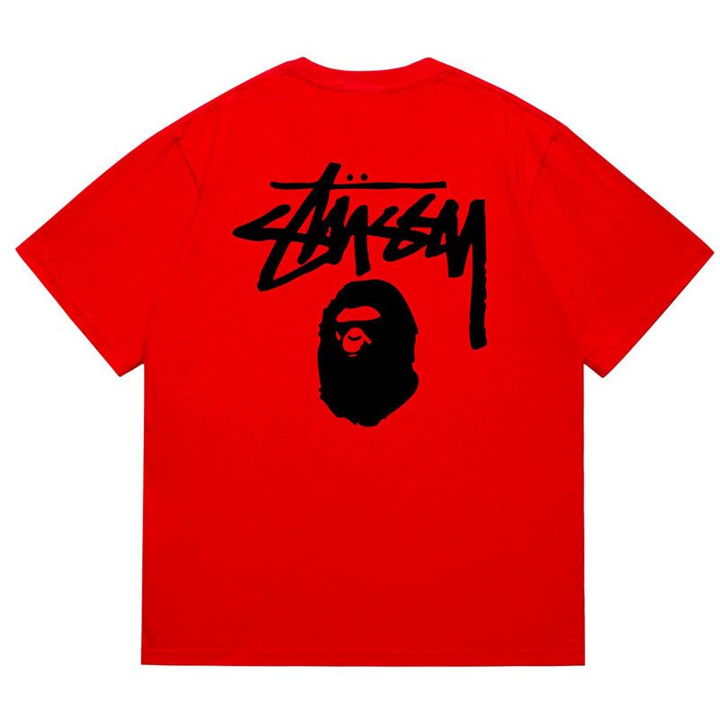 BAPE x Stussy Small Logo Men's T-Shirt - Pink