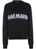 Balmain logo-print brushed-finish jumper
