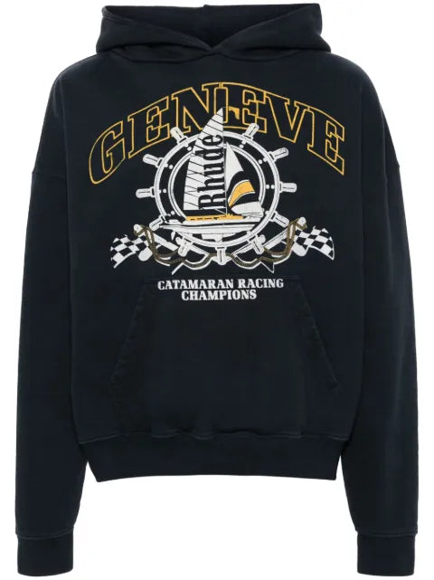 RHUDE nautical-print cotton hoodie