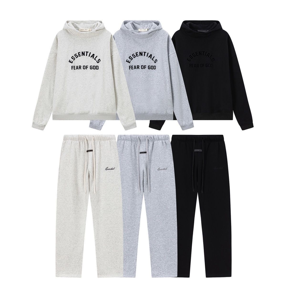 Fear Of God Essentials 3D Silicone Logo Fleece Hoodie Sweatpants Set