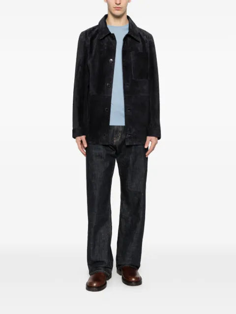 Yves Salomon button-fastening suede jacket