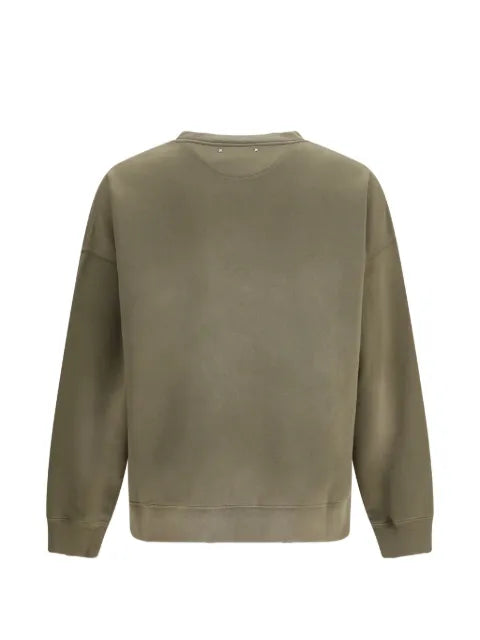 Golden Goose sweatshirt in military-green bleached-look cotton with embroidered logo