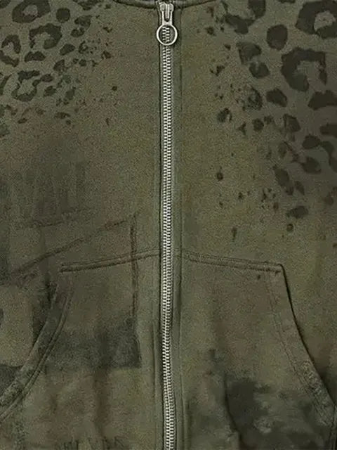 Vale animal-print zip-up hoodie