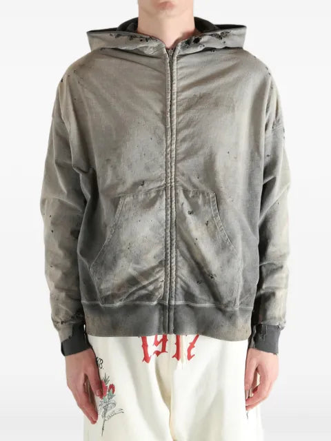 SAINT MXXXXXX distressed-finish hoodie