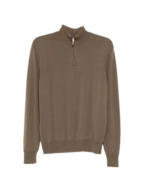 Canali stand-collar zip-up sweater