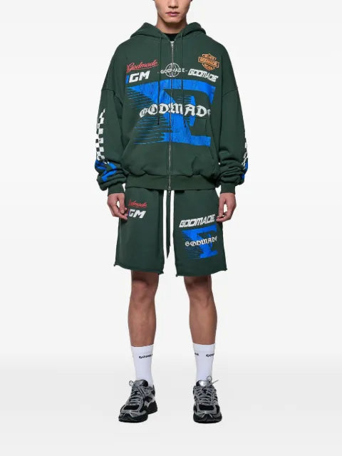 GODMADE 7 Speed logo-print zip-up hoodie