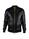 Billionaire logo-patch leather jacket