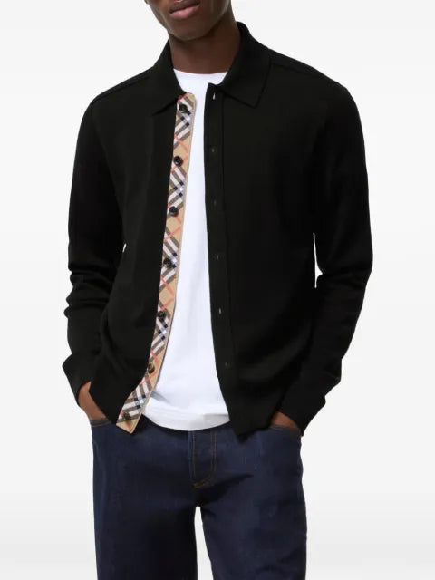 Burberry check-trim button-up sweater