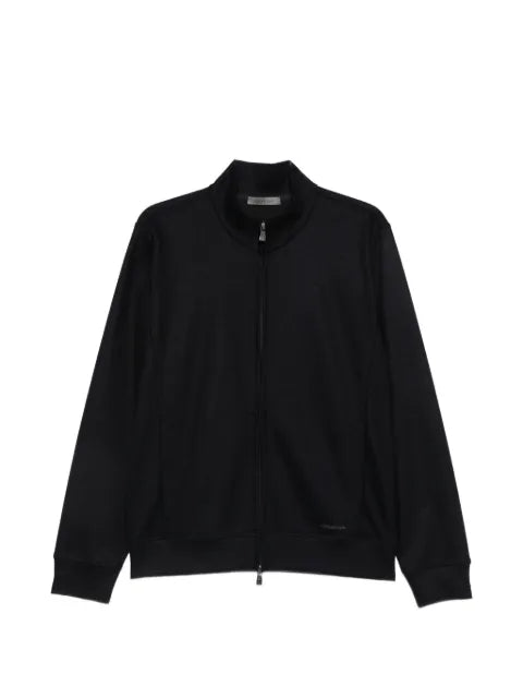 Corneliani logo-print zip-fastening cardigan