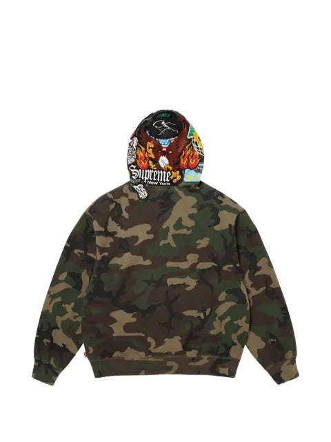 Supreme Woodland Camo patch-detail zip-up hoodie