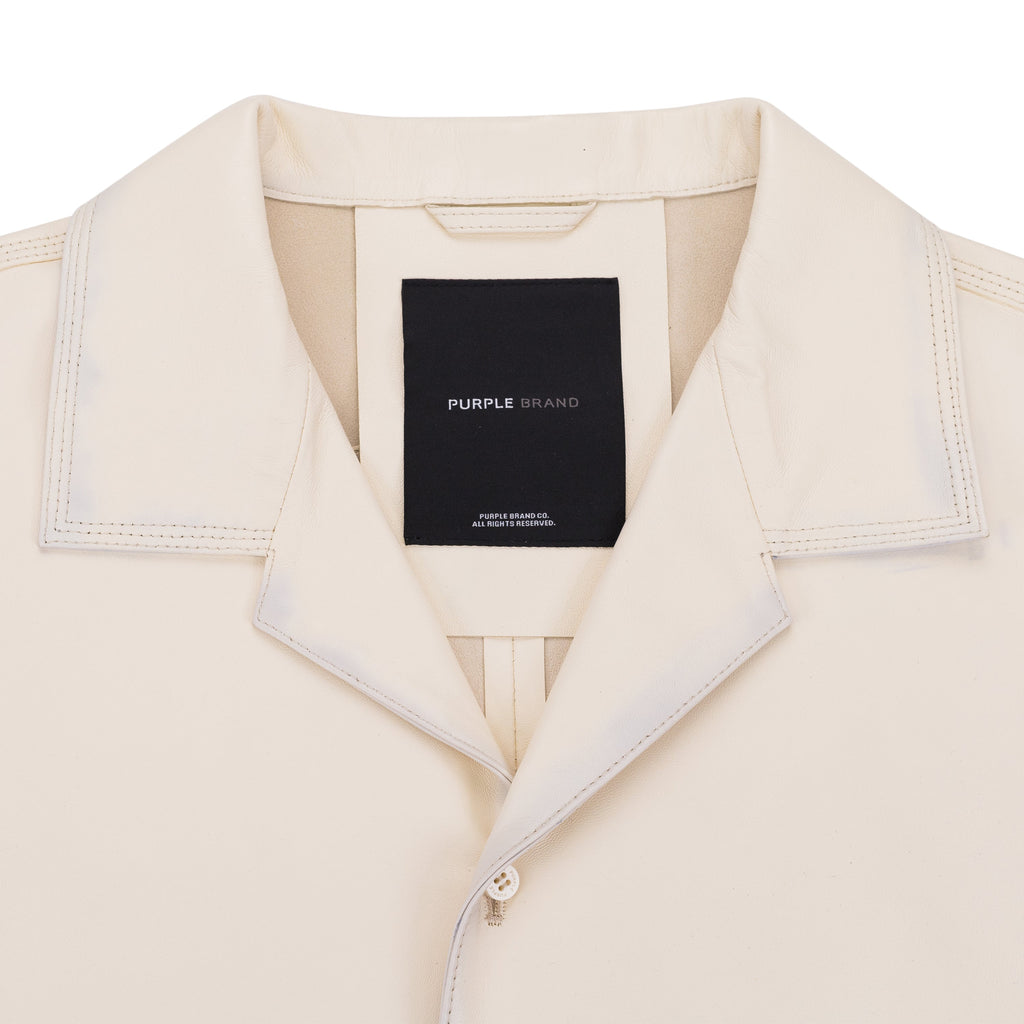Antique White Leather Short Sleeve Shirt
