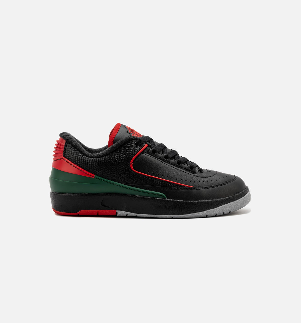 Air Jordan 2 Retro Low Christmas Grade School Shoes - Black Fire Red Cement Grey