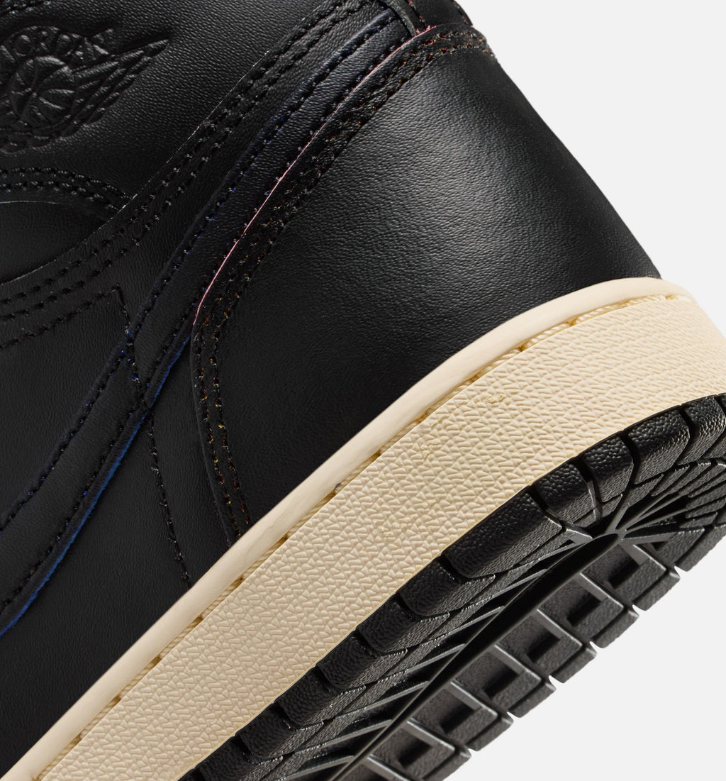 Air Jordan 1 Retro High OG Black and Muslin Grade School Lifestyle Shoe - Black/Black/Muslin