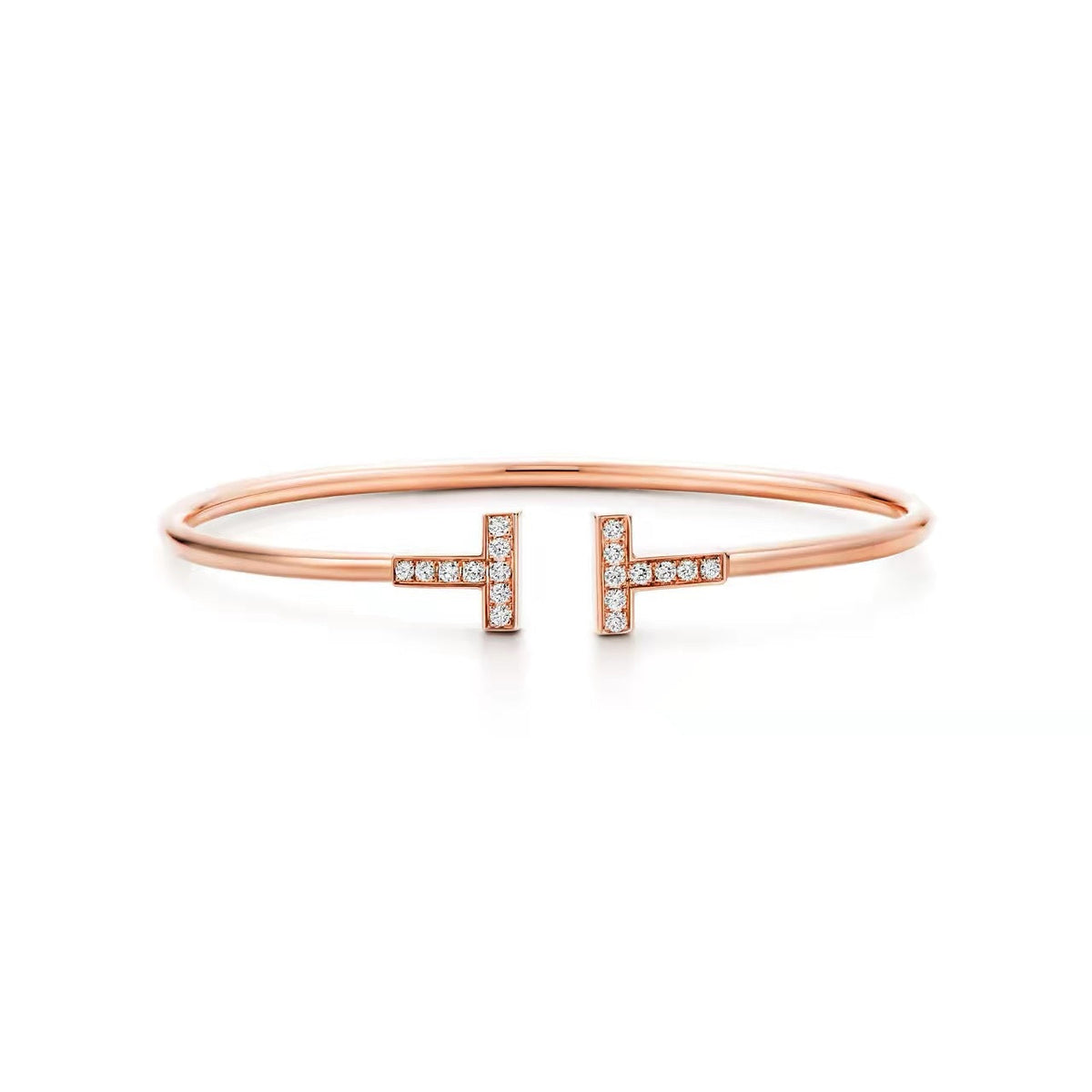 Tiffany Style T Motif Cubic Zirconia Bangle