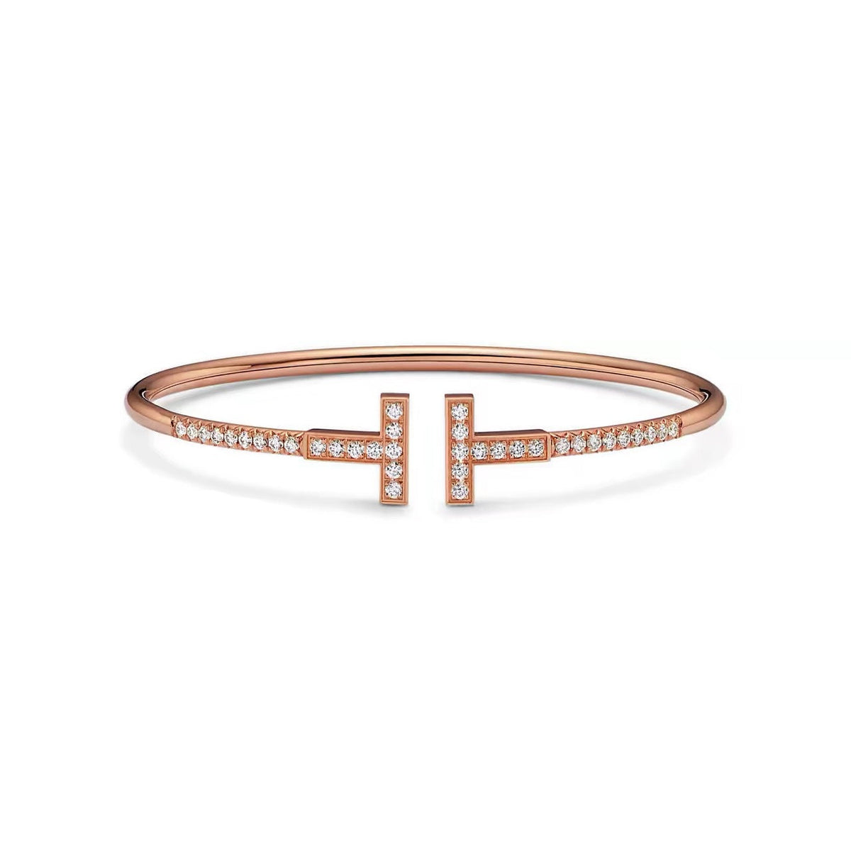 Tiffany Style T Motif Cubic Zirconia Bangle