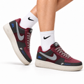 Nike Air Force 1 Low Burgundy Silver Unisex Sneakers Style 09