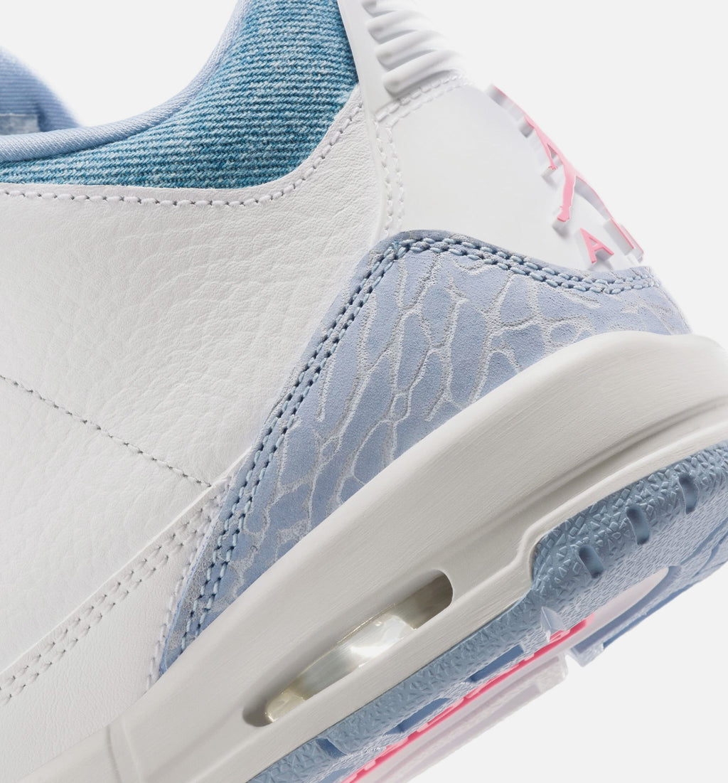 Air Jordan 3 Retro Cobalt Bliss | Grade School Lifestyle Shoe | White/Cobalt Bliss/Football Grey/Pink Glaze