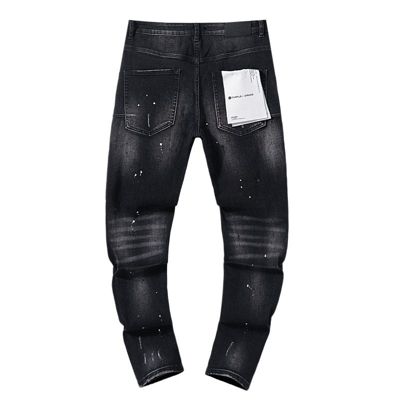 Purple Brand Black Paint-Splatter Distressed Jeans