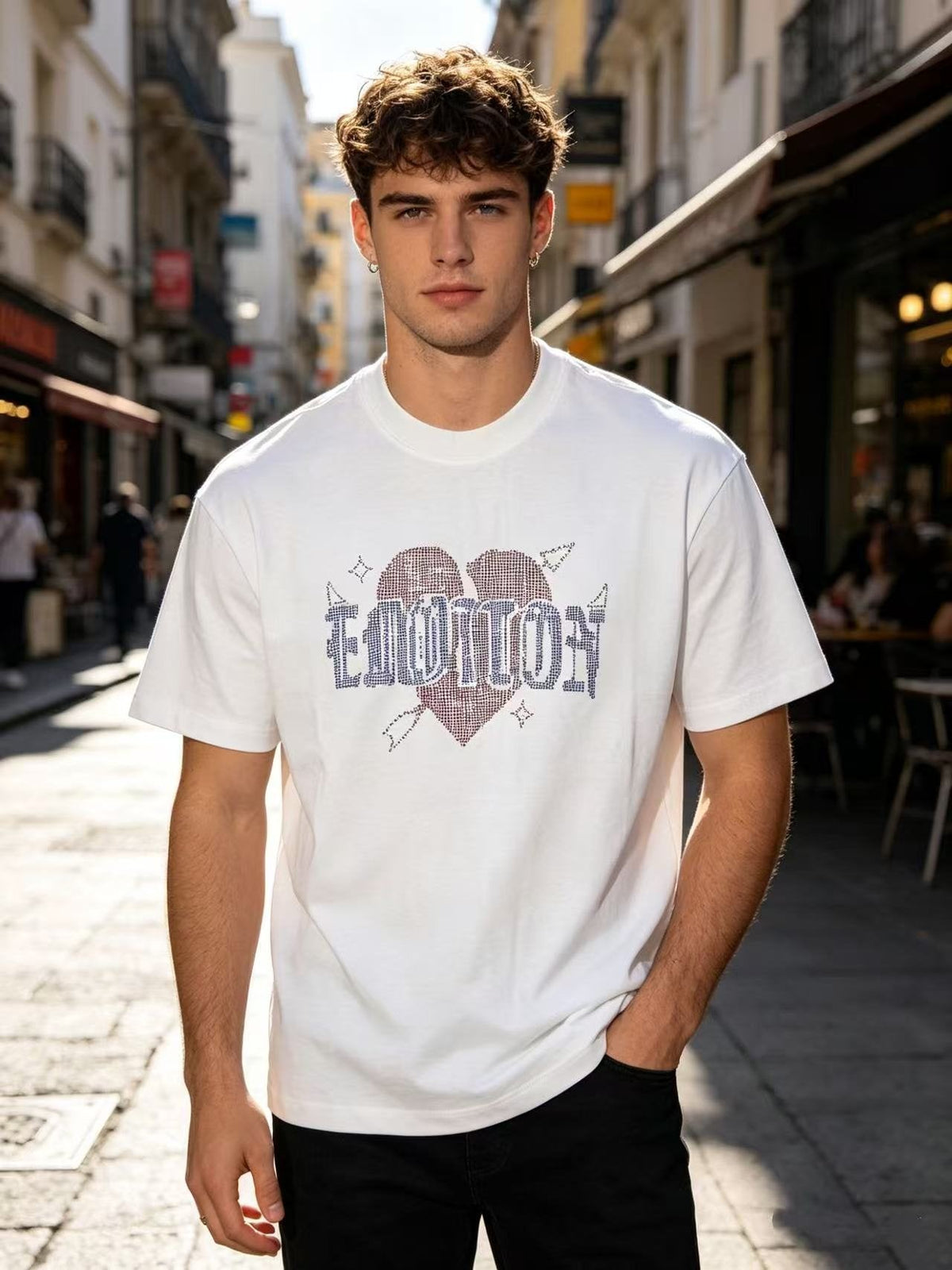 MIXED EMOTION Heart Graphic Short-Sleeve T-Shirt
