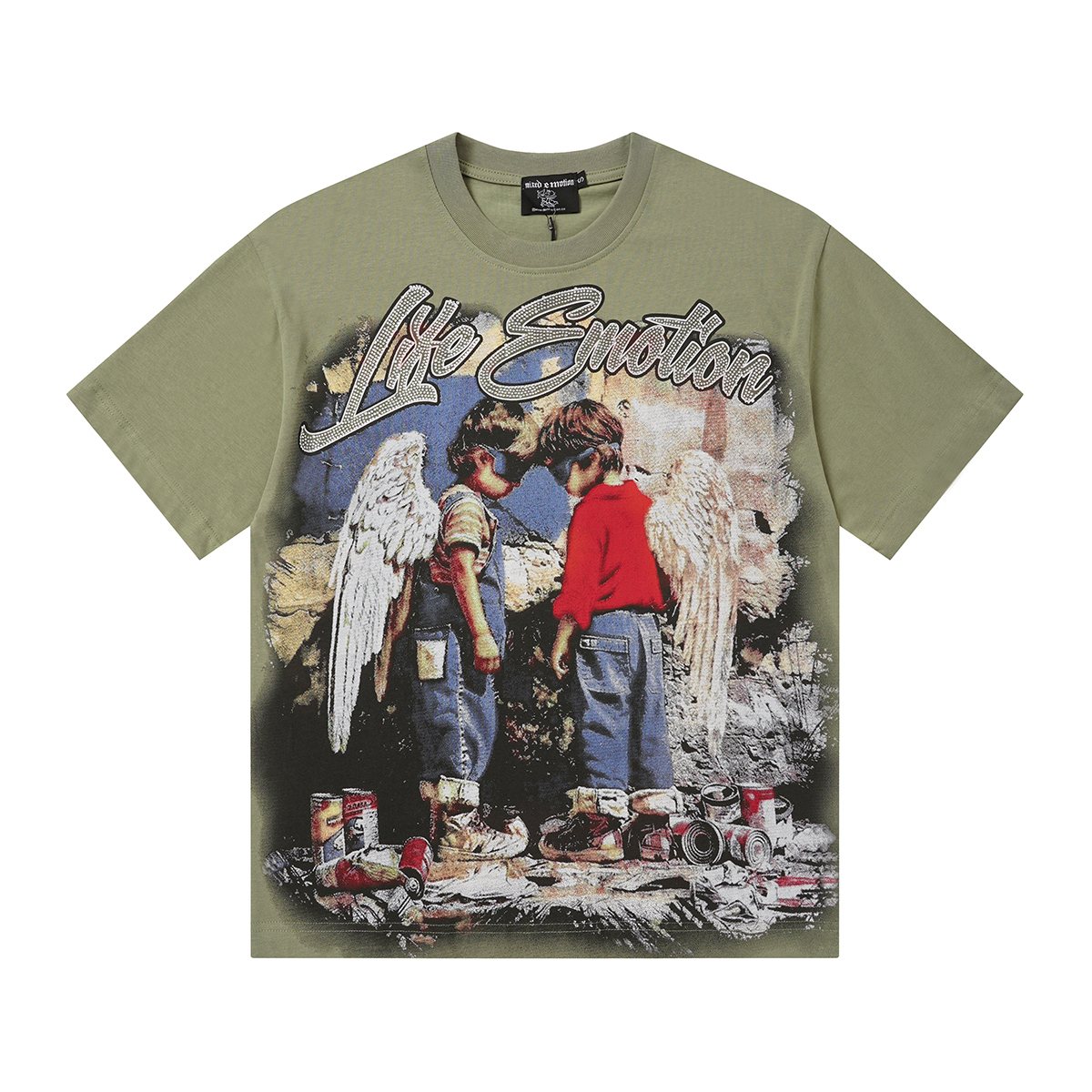 MIXED EMOTION Rhinestone Graphic T-Shirt