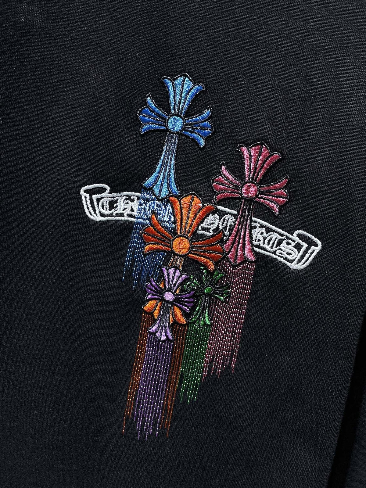 Chrome Hearts Floral Cross Embroidered T-Shirt
