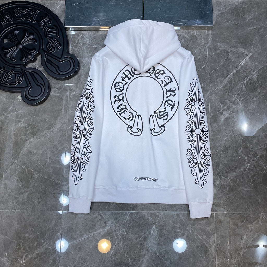 Chrome Hearts Horseshoe Graphic Zip Hoodie