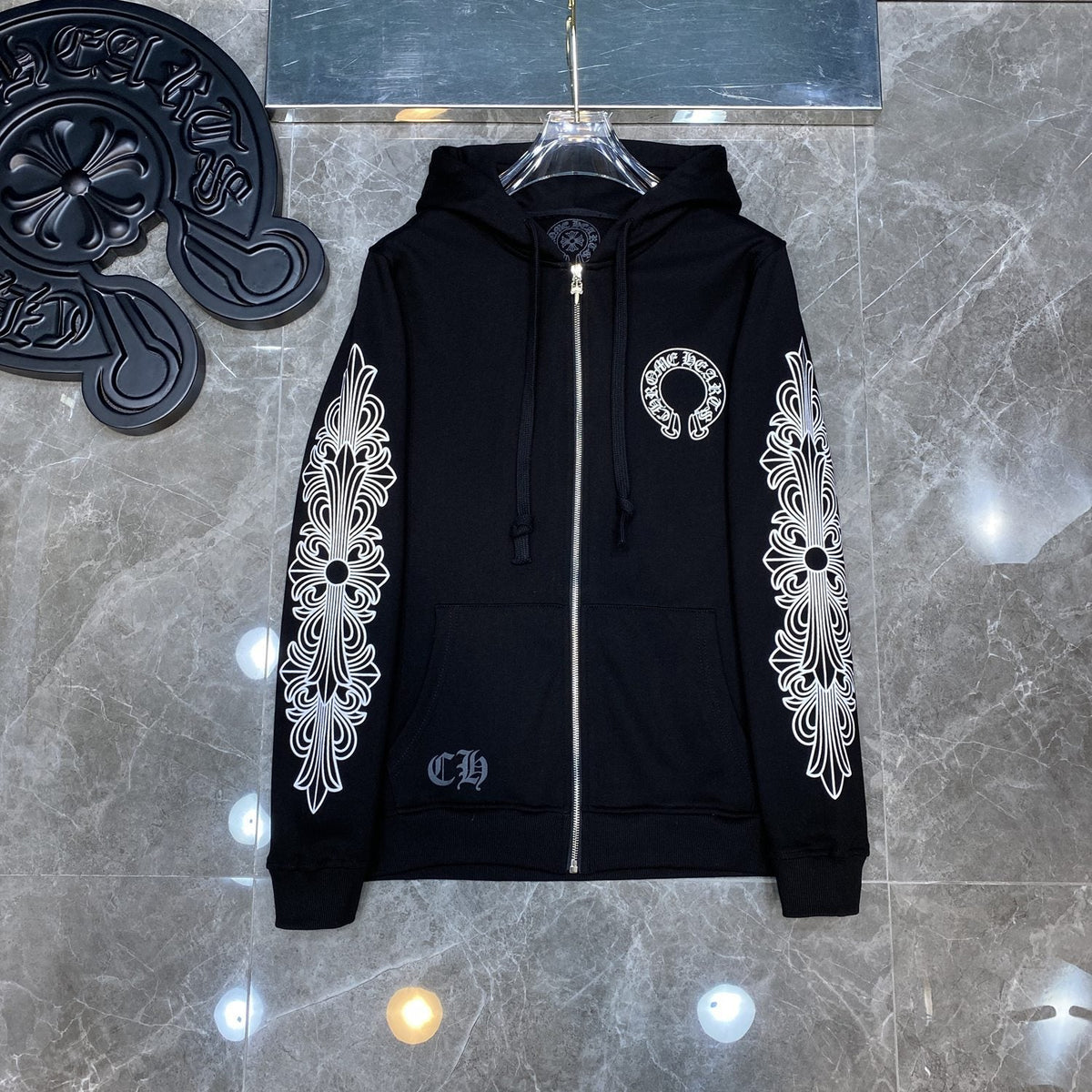 Chrome Hearts Horseshoe Graphic Zip Hoodie