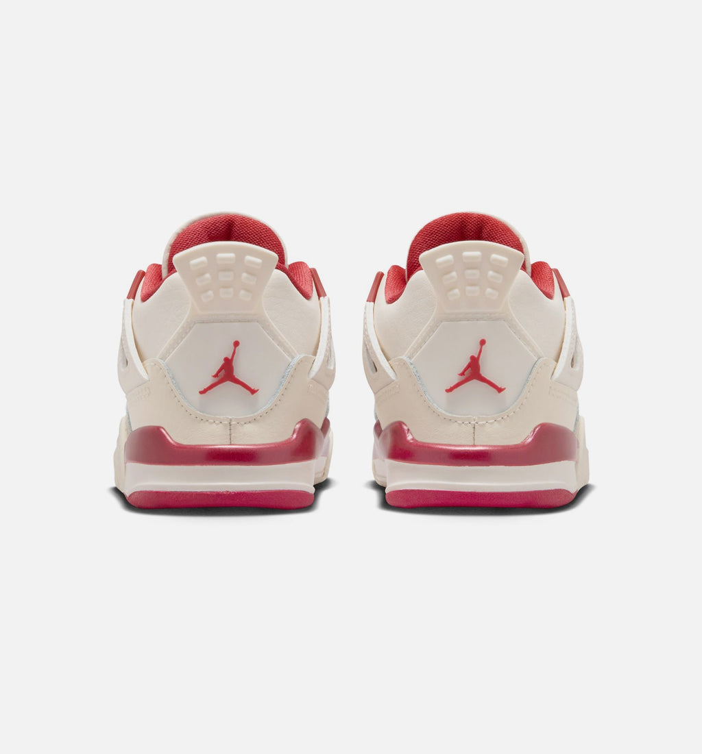 Air Jordan 4 Retro Valentine's Day Infant/Toddler Sneakers - Pale Ivory/Sierra Red/Tough Red