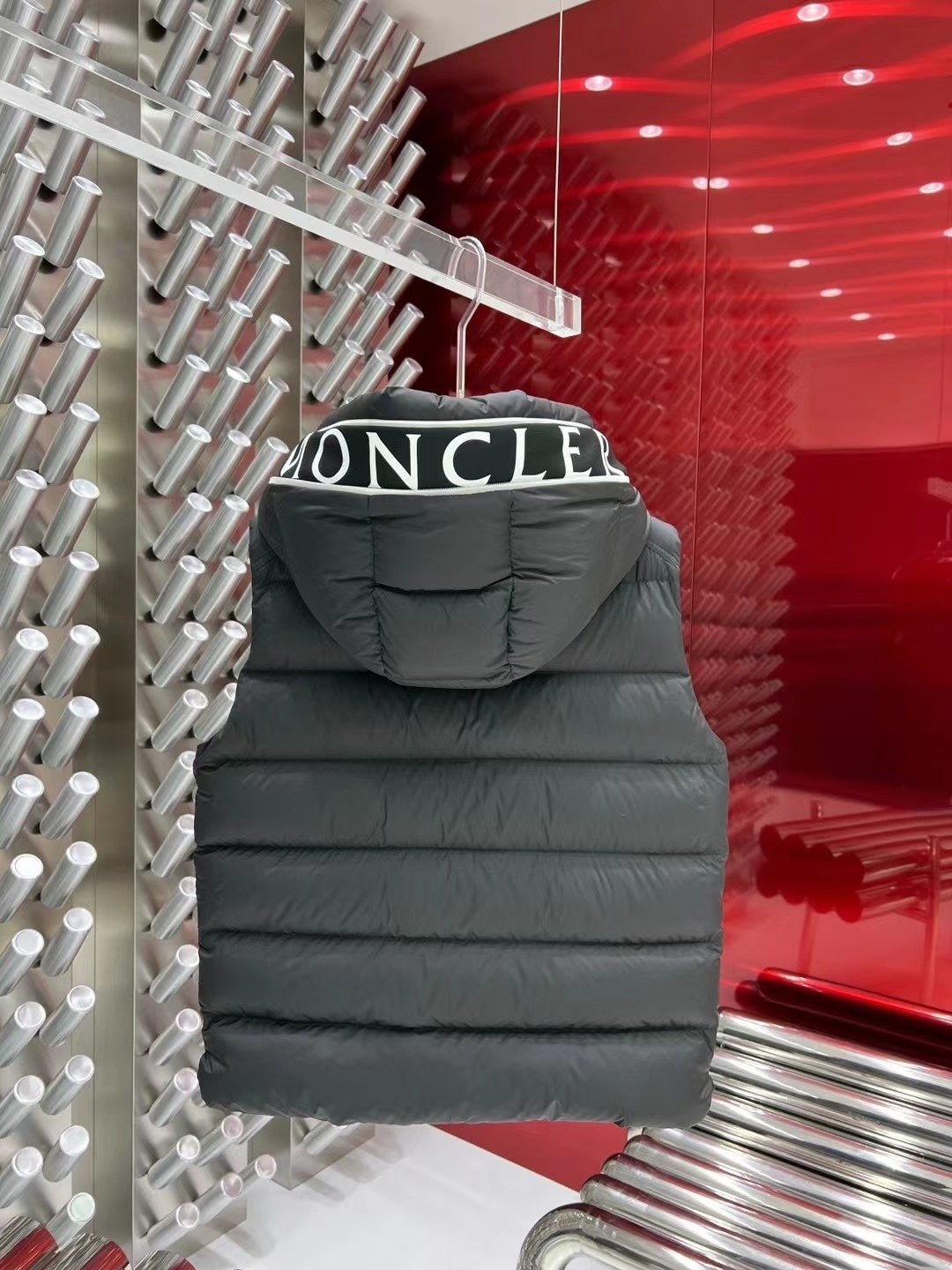 Moncler Dark Grey Cardere Hooded Down Vest