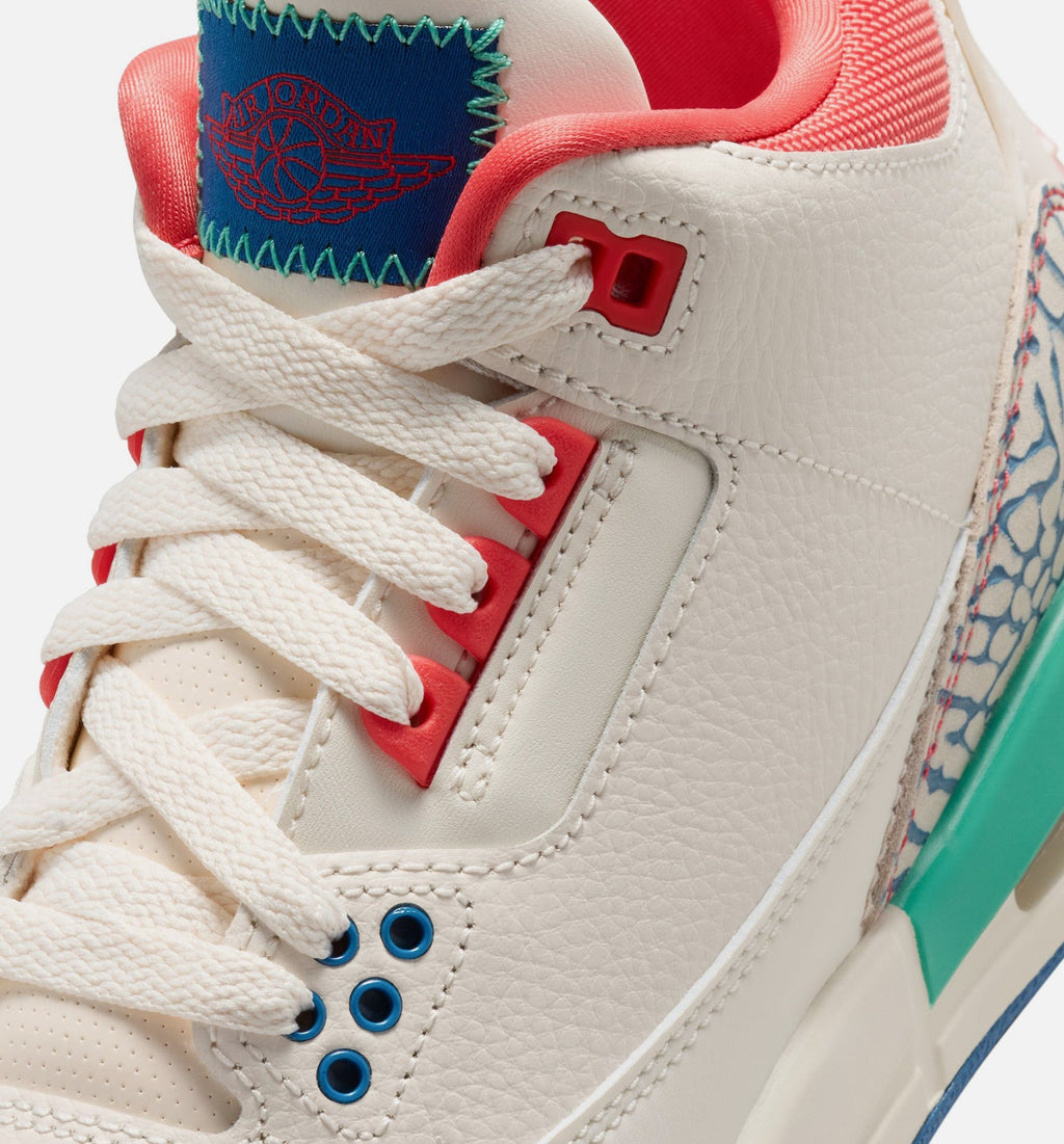 Air Jordan 3 Retro Play Your Way Grade School Lifestyle Shoe – Chalk / Track Red / True Blue / Kinetic Green