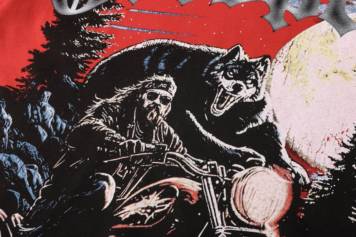 Godspeed Motorcycle Wolf Moon Graphic T-Shirt