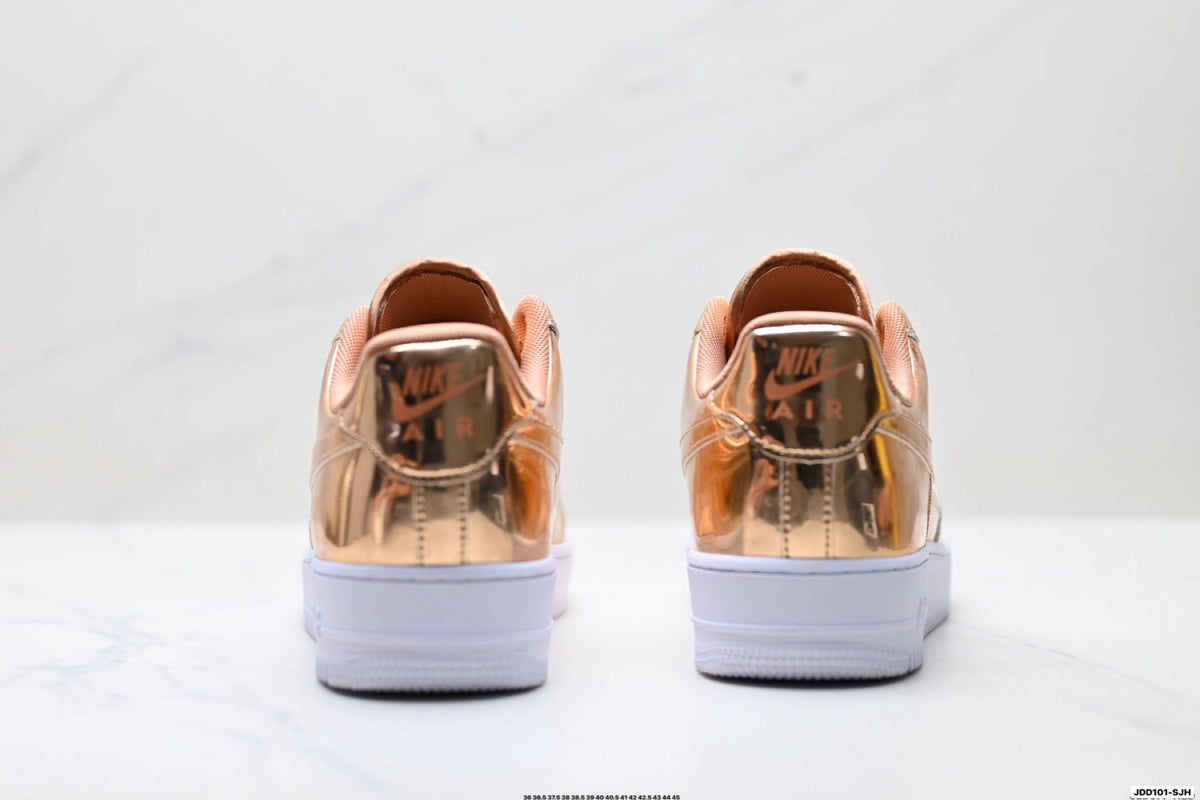 Nike Air Force 1 Low Rose Gold Metallic Unisex Sneakers Style 17
