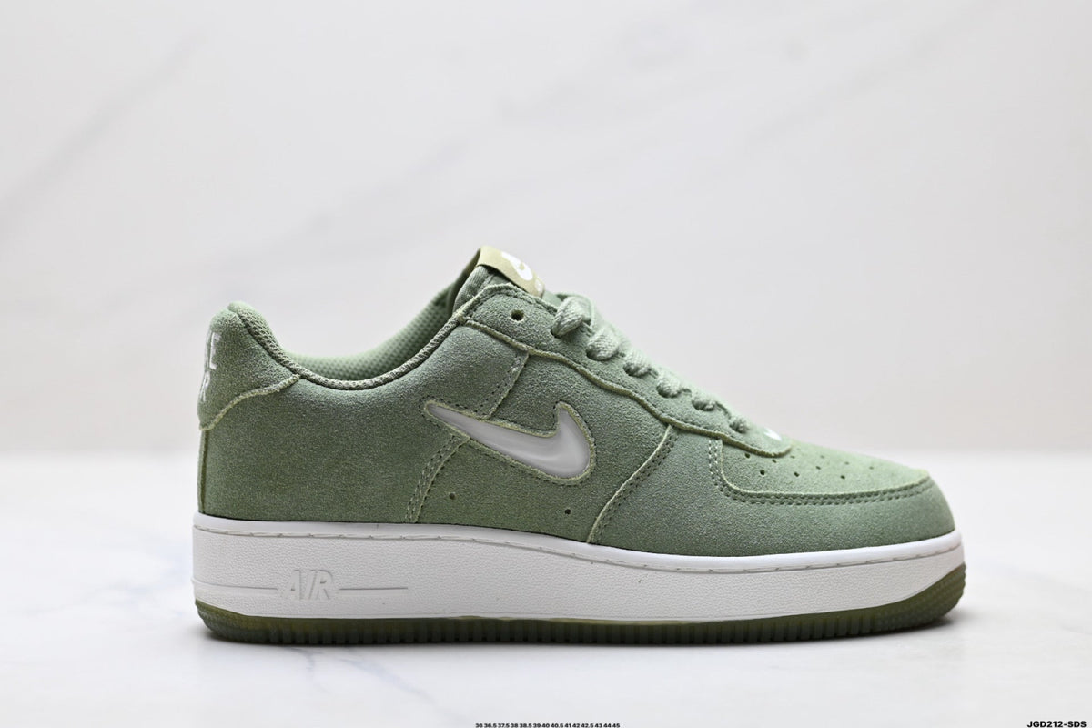 Nike Air Force 1 Low Sage Green Suede Look Unisex Sneakers Style 08