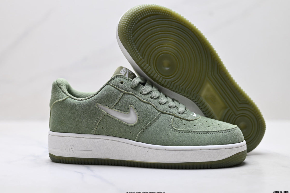 Nike Air Force 1 Low Sage Green Suede Look Unisex Sneakers Style 08