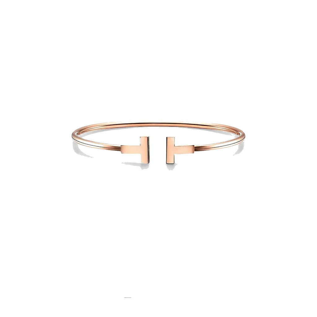 Tiffany Style T Motif Cubic Zirconia Bangle