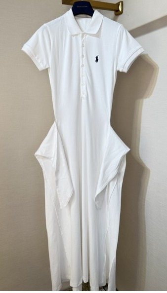 Ralph Lauren White Tie-Waist Polo Dress