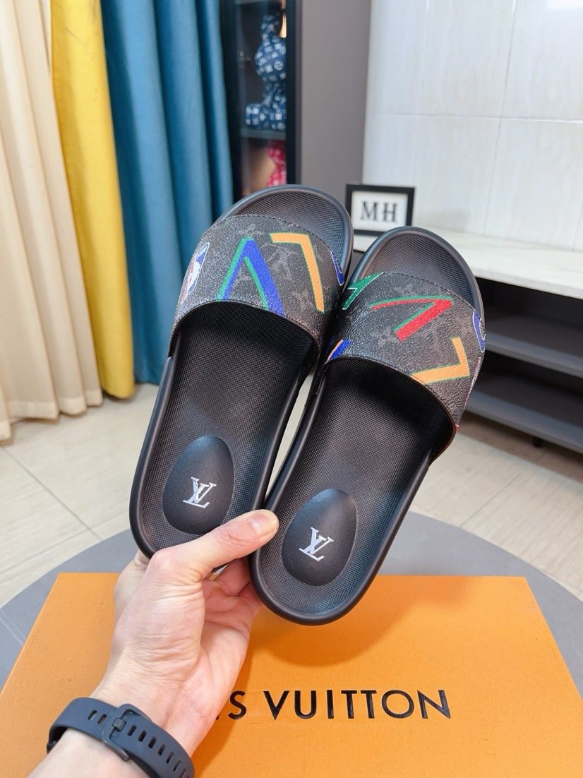 Louis Vuitton Men's Graphic Strap Slide Sandals