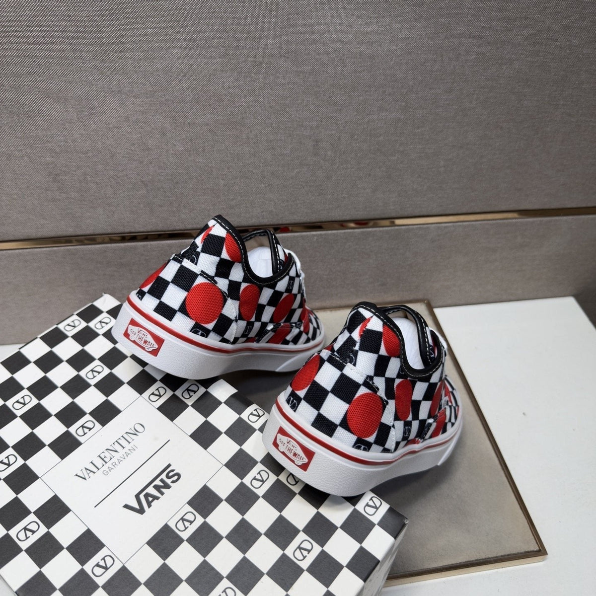 Vans Men's Checkerboard Red Accent Sneakers