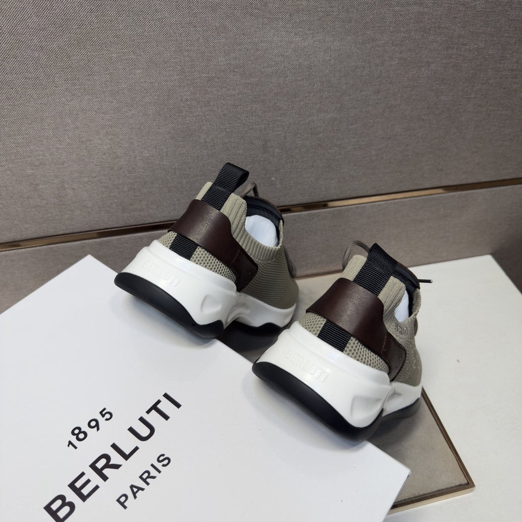 Berluti Taupe Lace-Up Sneakers