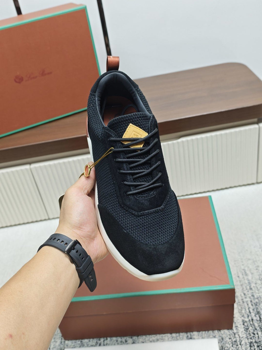 Loro Piana Men's Black Low-Top Sneakers