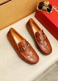 Ferragamo Brown Embossed Driving Loafers