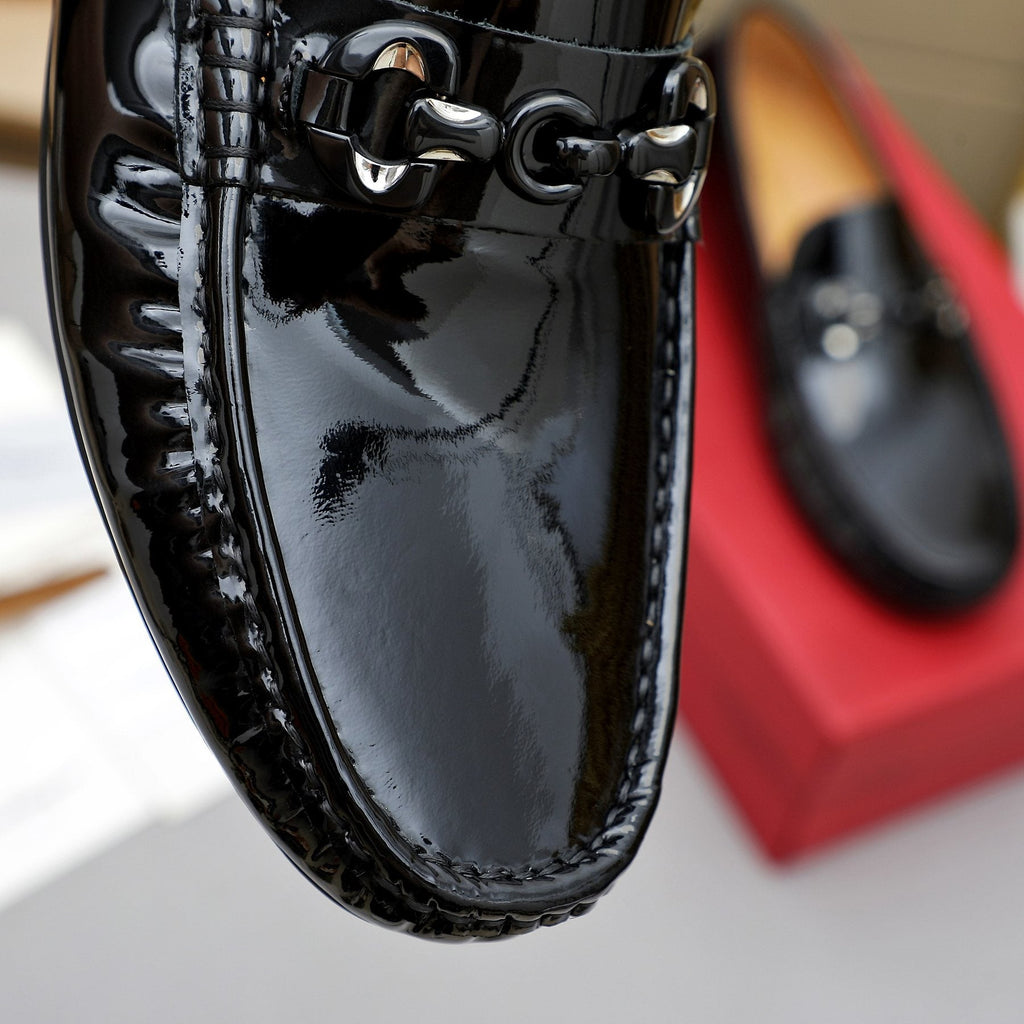 Ferragamo Men's Black Metal Bit Loafers