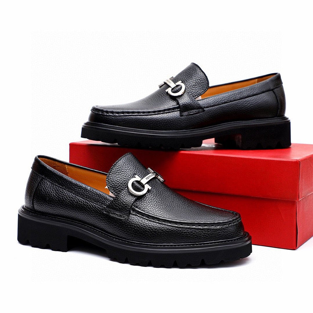 Salvatore Ferragamo Men's Black Lug Sole Bit Loafers