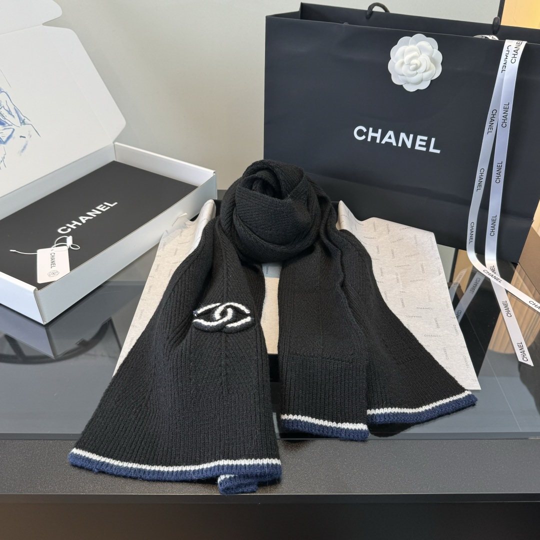Chanel Embroidered Knitted Scarf