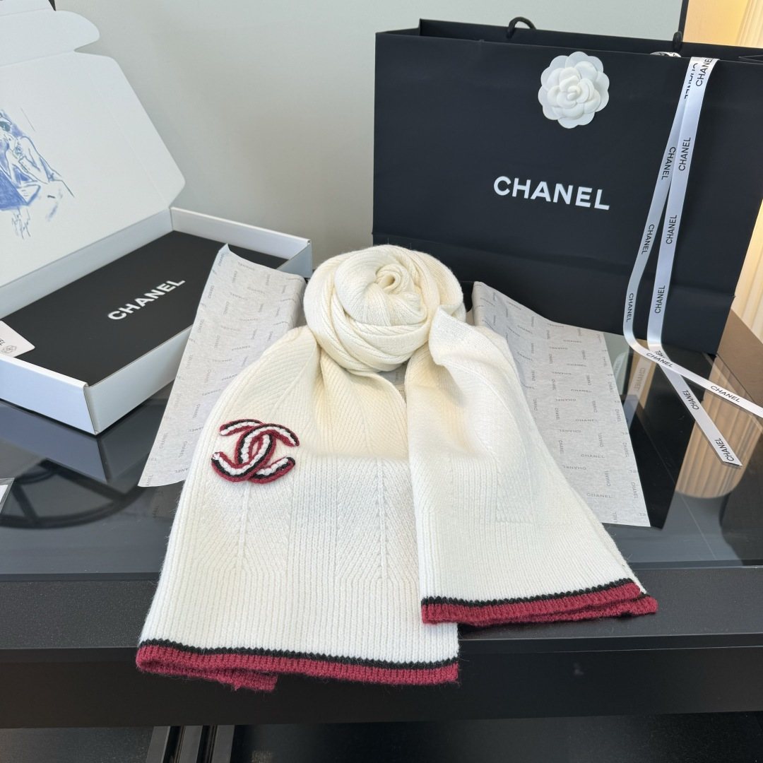 Chanel Embroidered Knitted Scarf