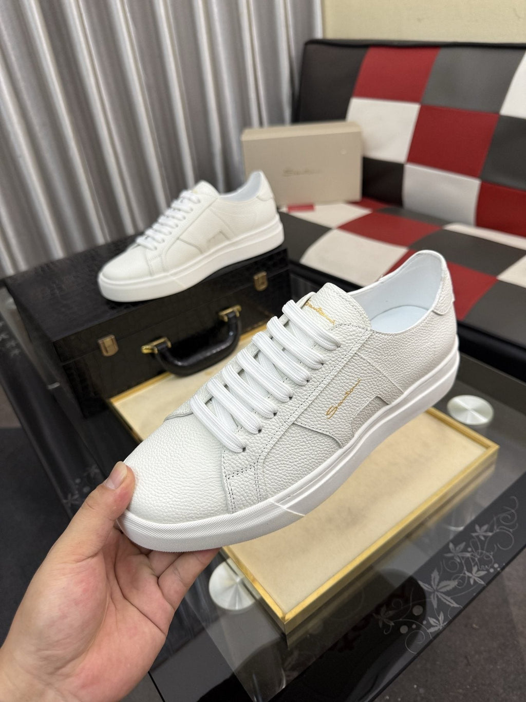 Santoni Men's Textured Low-Top Sneakers