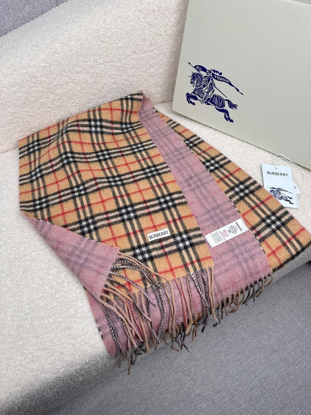 Burberry Reversible Fringed Plaid Scarf
